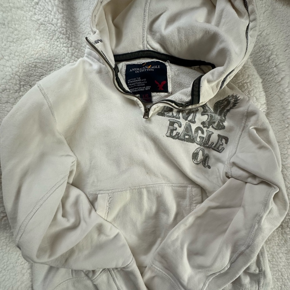 American Eagle Outfitters Cream Quarter Zip